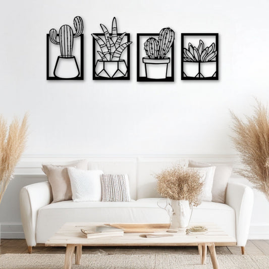 Décoration murale métal Cactus - Lot de 4 Precision