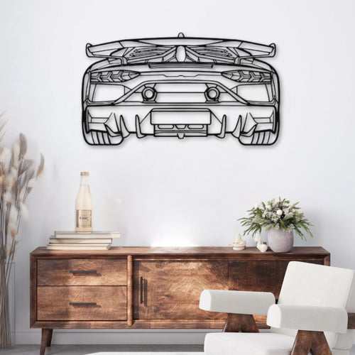 Décoration murale métal Voiture Lamborghini Aventador SVJ 2021 (Vue arrière) PrecisionMetal