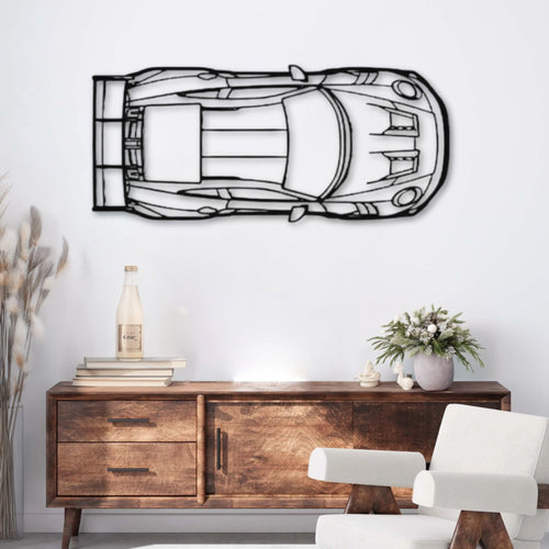 Décoration murale métal Voiture Porsche 911 GT3 RS Model 992 (Vue de dessus) PrecisionMetal