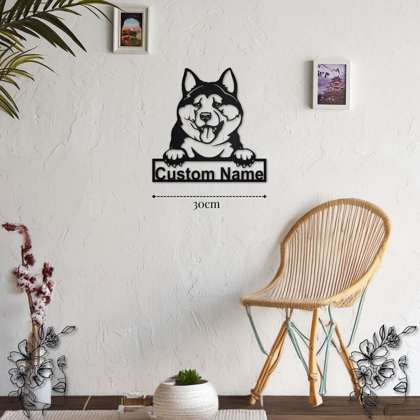 Petite Décoration Murale Chien Akita Inu PrecisionMetal