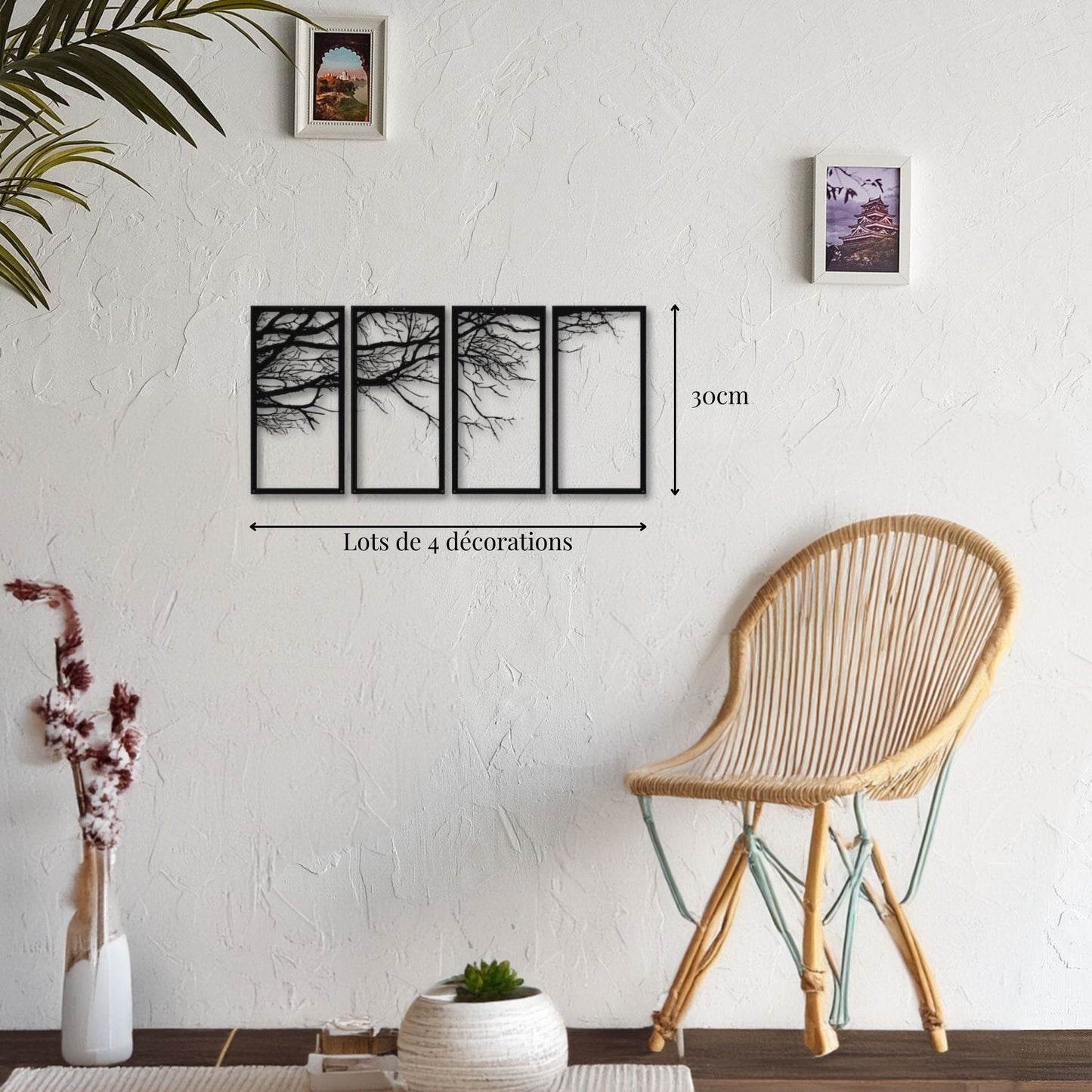 Petite décoration murale métal Arbre - Lot de 4 Precision