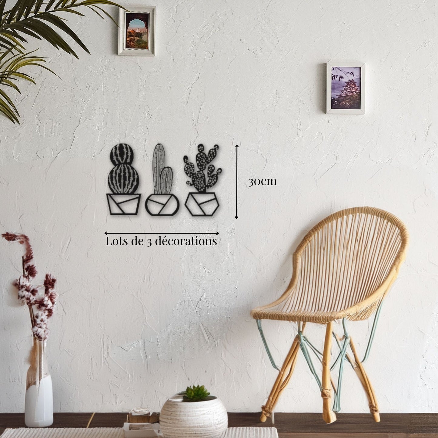Petite décoration murale métal Cactus - Lot de 3 Precision