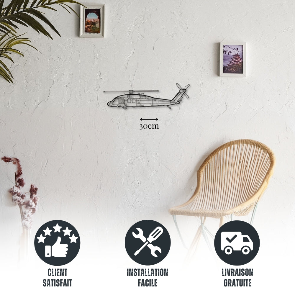 Petite décoration murale métal Hélicoptère Sikorsky UH-60 Black Hawk