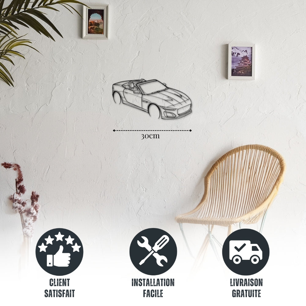 Petite décoration murale métal Voiture Jaguar F-Type (Vue de dessus)