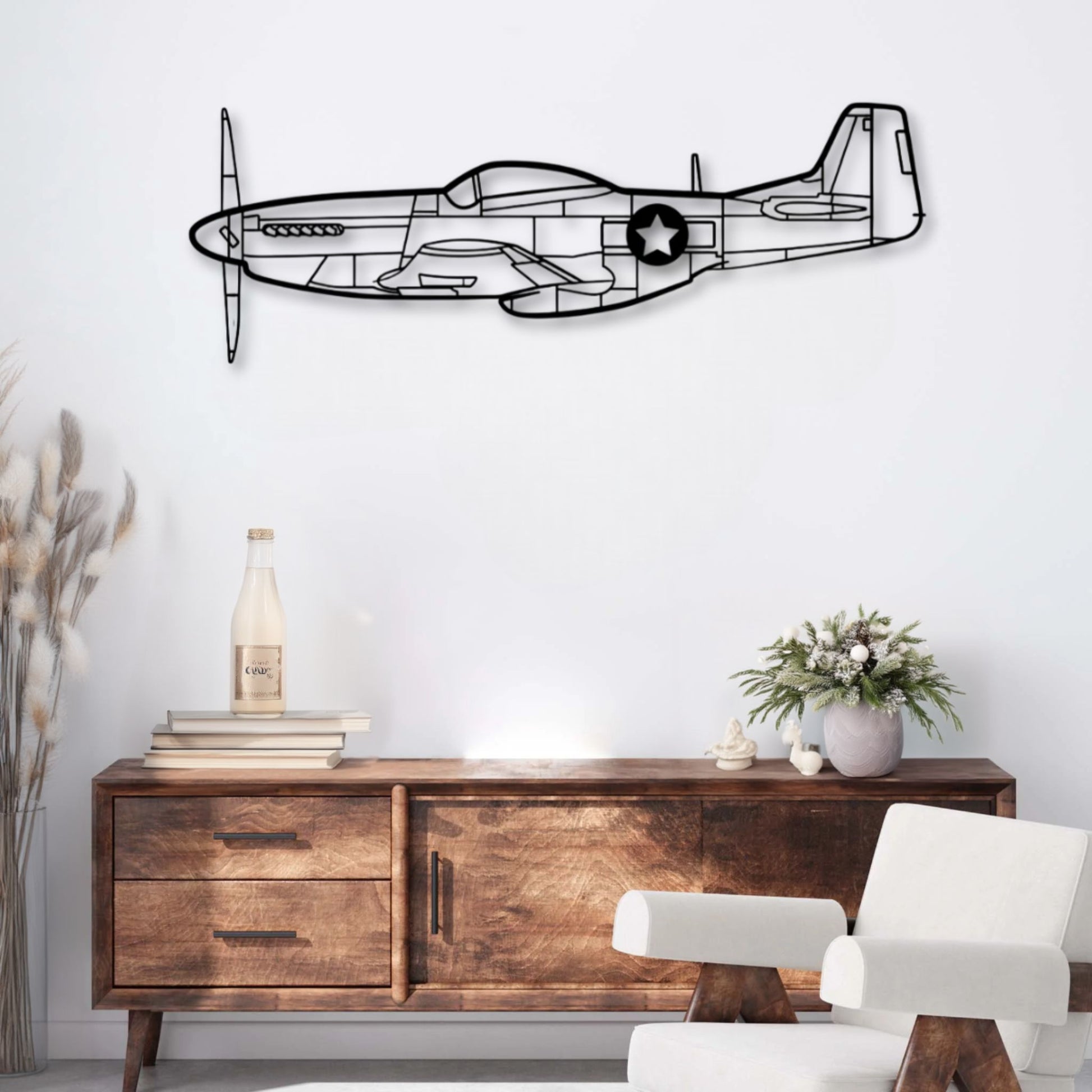Décoration murale métal Avion P-51 Mustang Precision