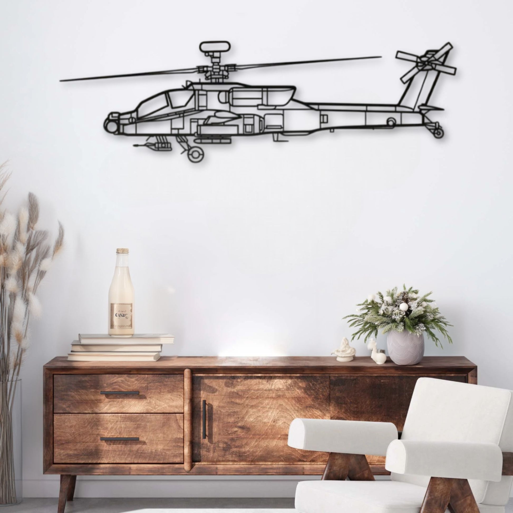 Décoration murale métal Hélicoptère Boeing AH-64D Apache
