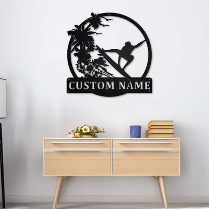 Décoration Murale Métal Planche de Surf Personnalisable PrecisionMetal