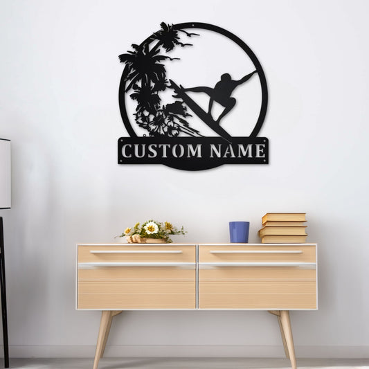 Décoration Murale Métal Planche de Surf Personnalisable PrecisionMetal