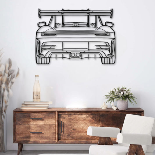 Décoration murale métal Voiture Porsche 911 GT3 RS model 992 (Vue arrière) PrecisionMetal