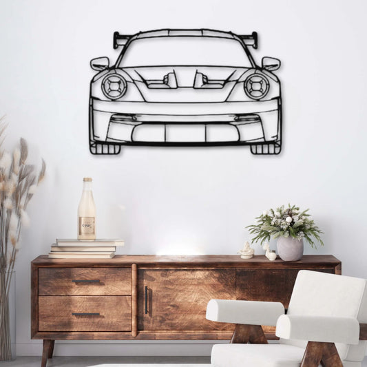 Décoration murale métal Voiture Porsche 911 GT3 RS Model 992 (Vue avant) PrecisionMetal