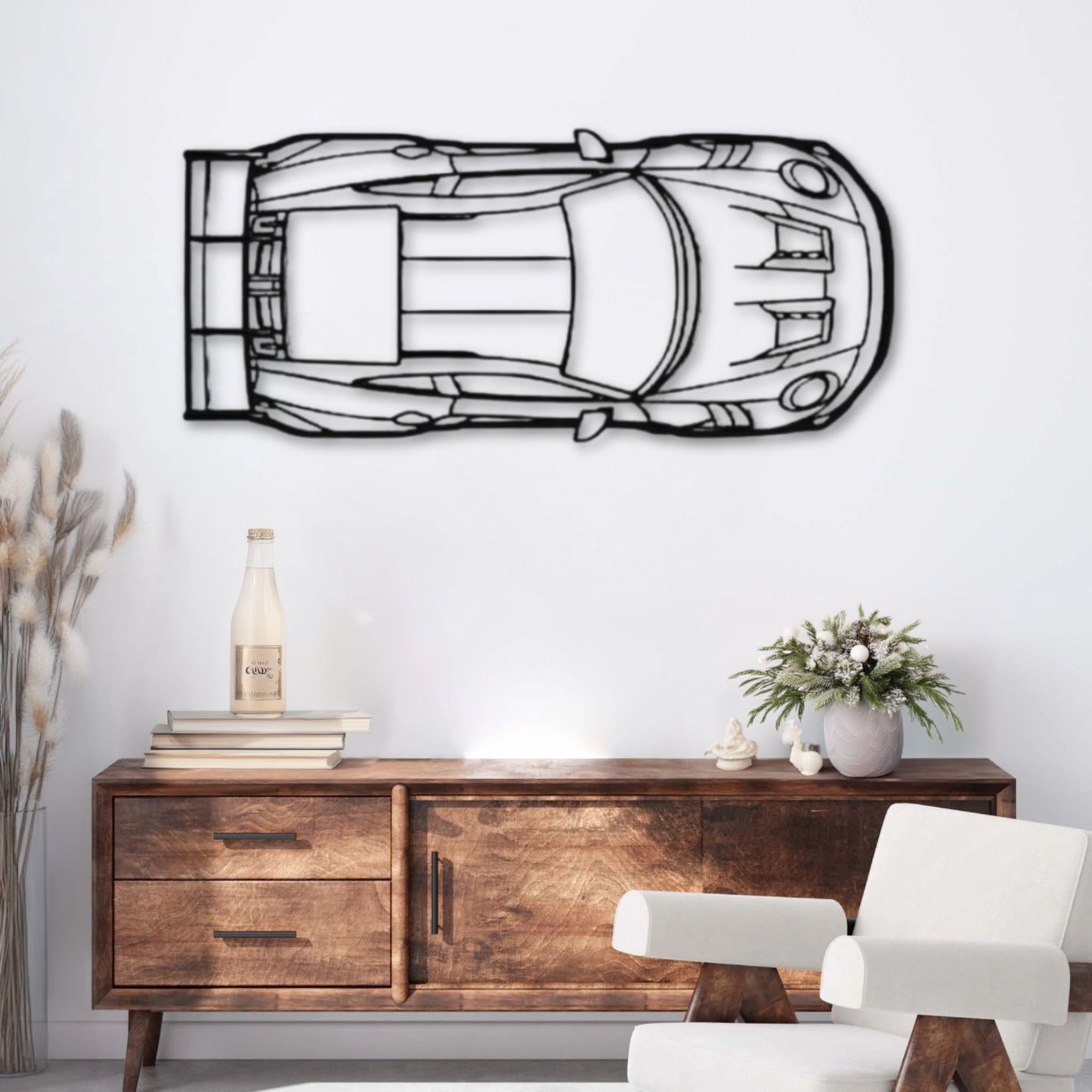 Décoration murale métal Voiture Porsche 911 GT3 RS Model 992 (Vue de dessus) PrecisionMetal
