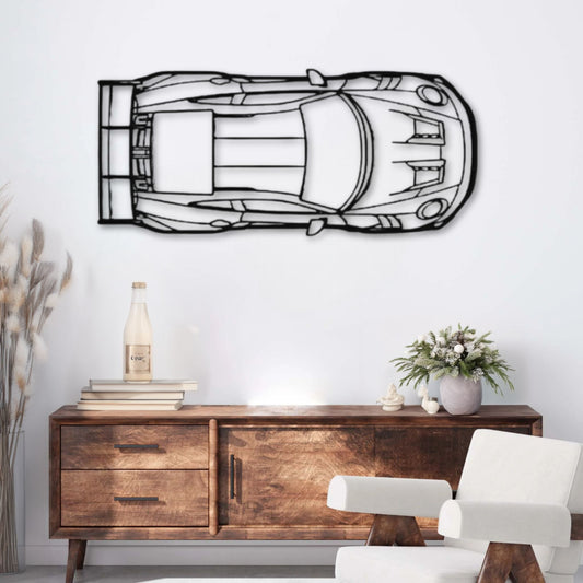 Décoration murale métal Voiture Porsche 911 GT3 RS Model 992 (Vue de dessus) PrecisionMetal