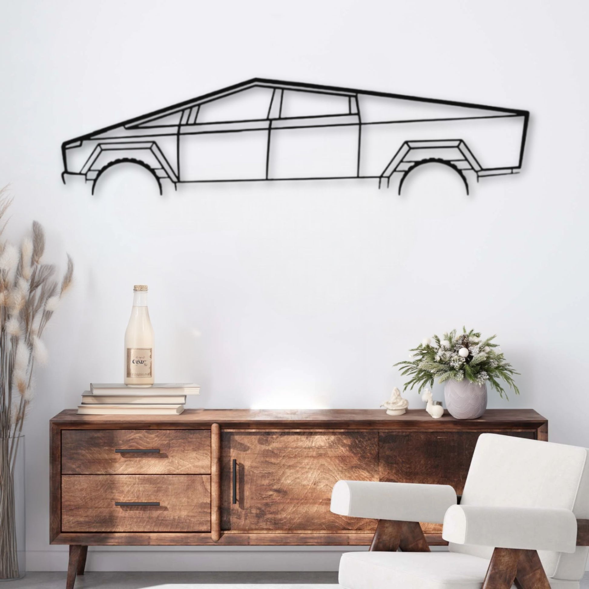 Décoration murale métal Voiture Tesla Cybertruck PrecisionMetal