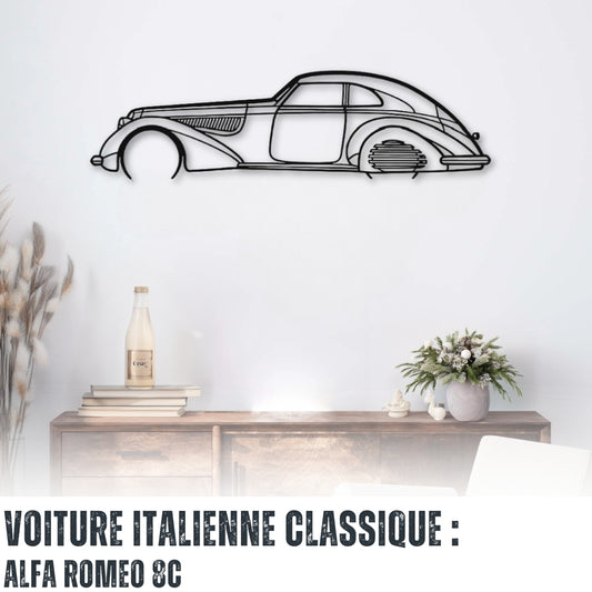 Décoration murale Voiture en métal Alfa Romeo 8C