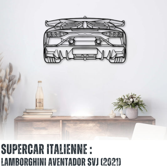 Décoration murale Voiture en métal Lamborghini Aventador SVJ 2021 (Vue arrière)
