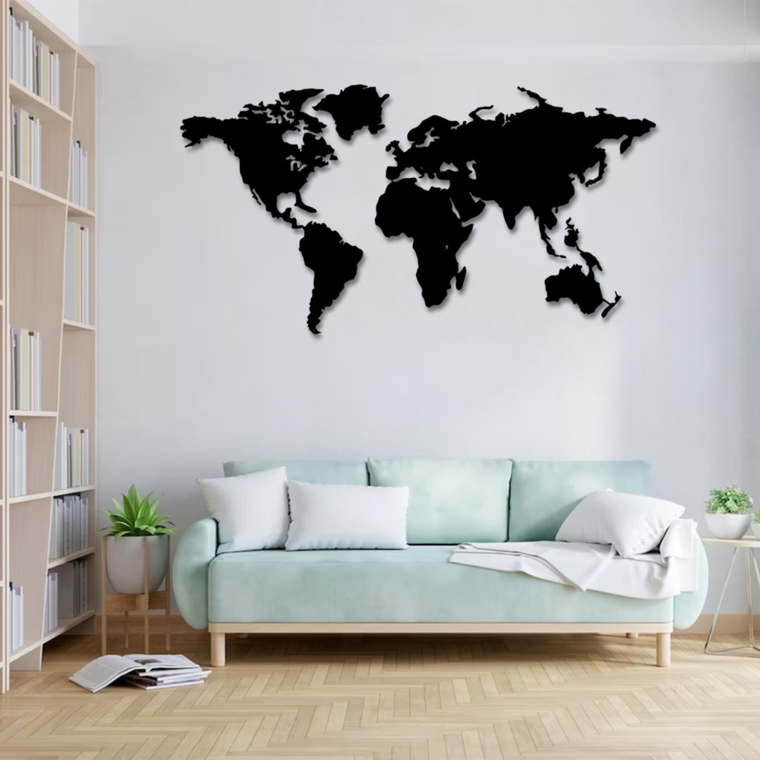 Mappemonde murale métal