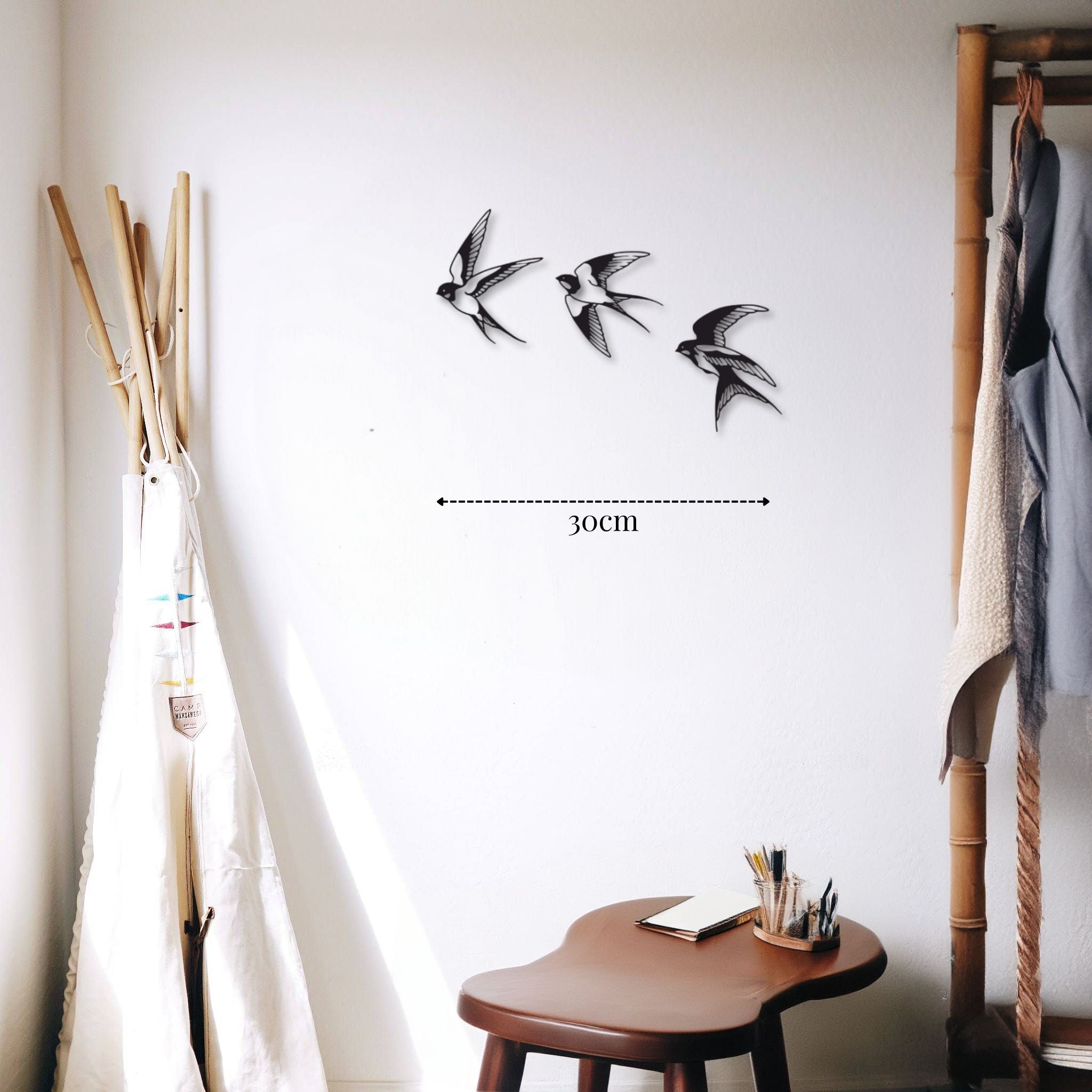 Déco murale hirondelle dorée en verre miroir 31x39 Swallow mirror
