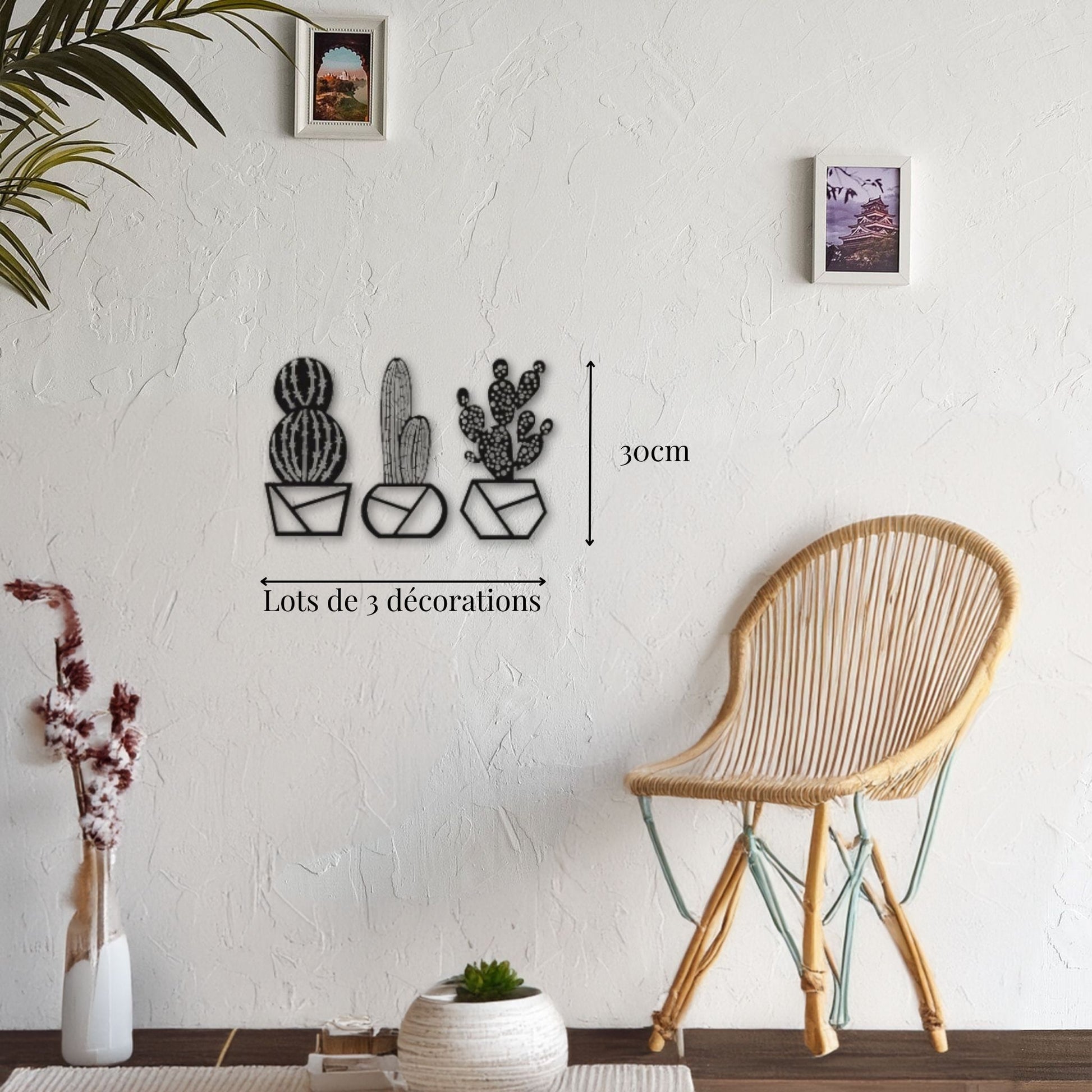 Petite décoration murale métal Cactus - Lot de 3 Precision
