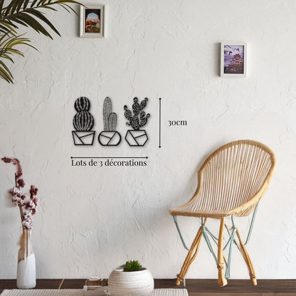 Petite décoration murale métal Cactus - Lot de 3 Precision