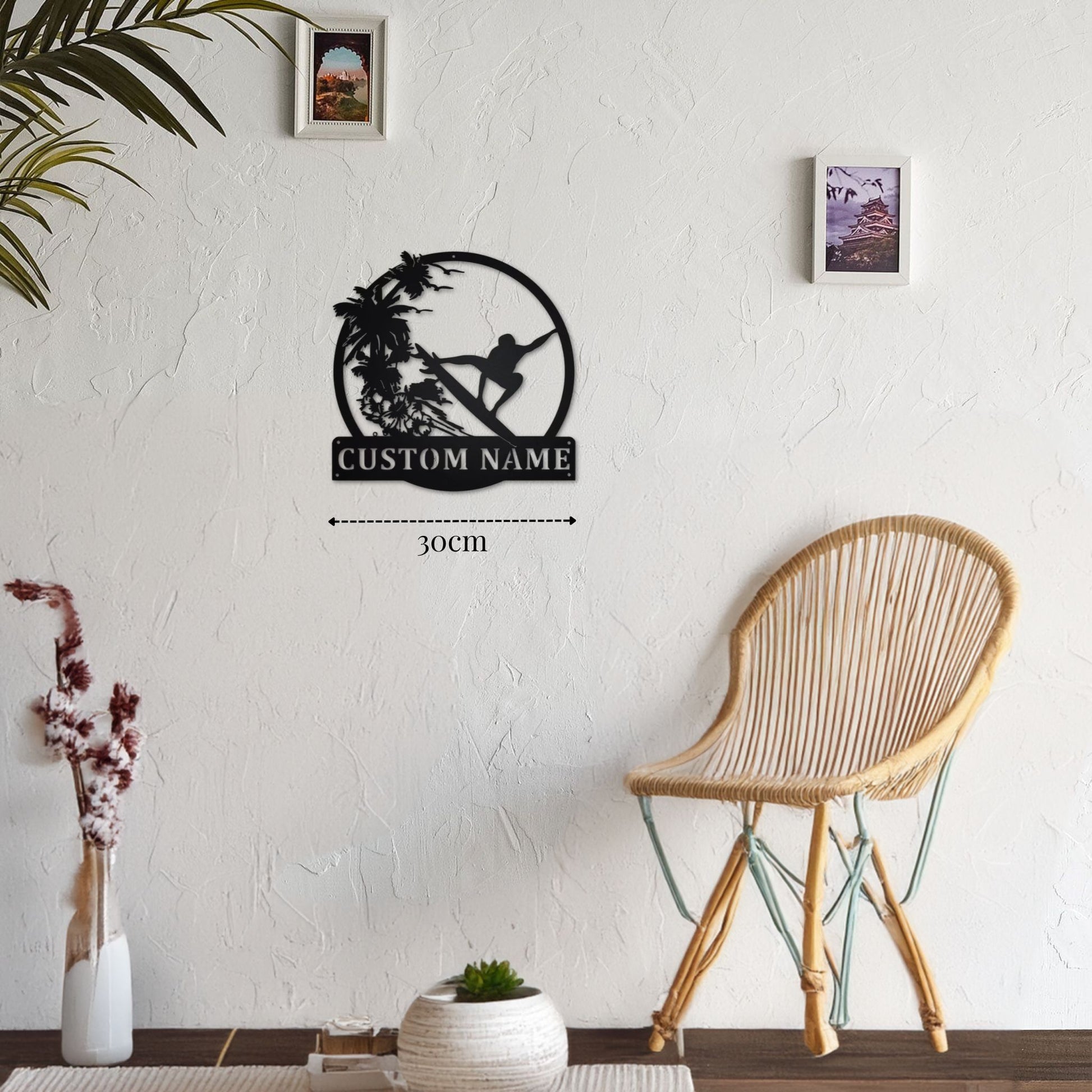 Petite Décoration Murale Métal Planche de Surf Personnalisable PrecisionMetal