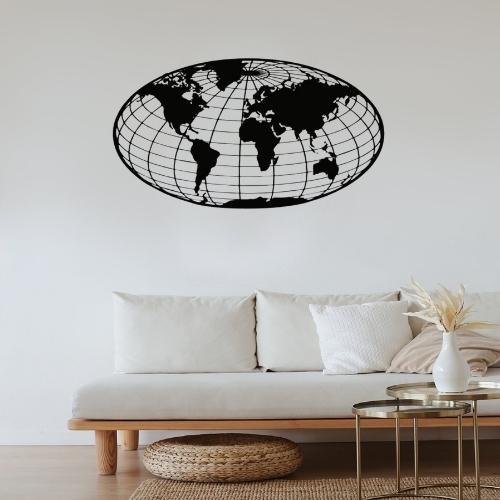 Déco Carte du Monde Murale : Mappemonde Déco Planisphere Bois Mural