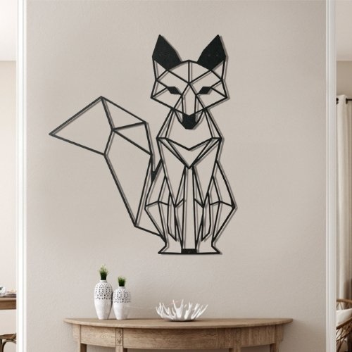 Renard découpe laser en bois - Décoration murale géométrique - Larg. 30 cm  - PrimoLaser