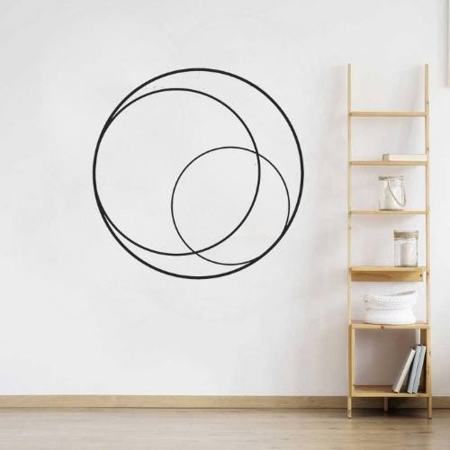 Décoration murale de cercles en métal Noir 150x60x8,5cm