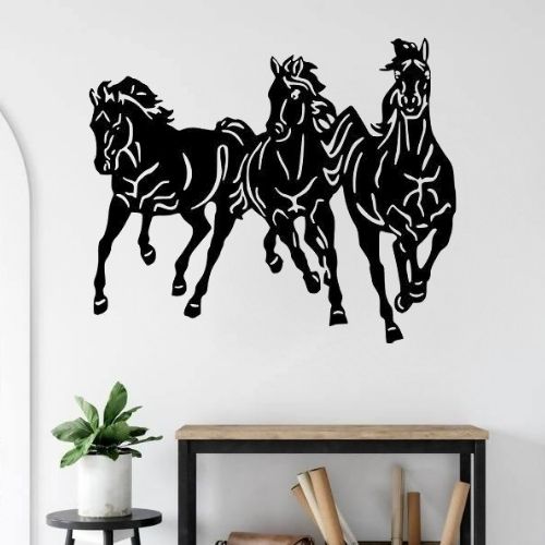 Décoration murale cheval en métal noir 45x60 cm MINIMALISTE
