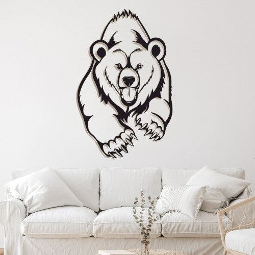 Décoration murale en métal tête d'ours