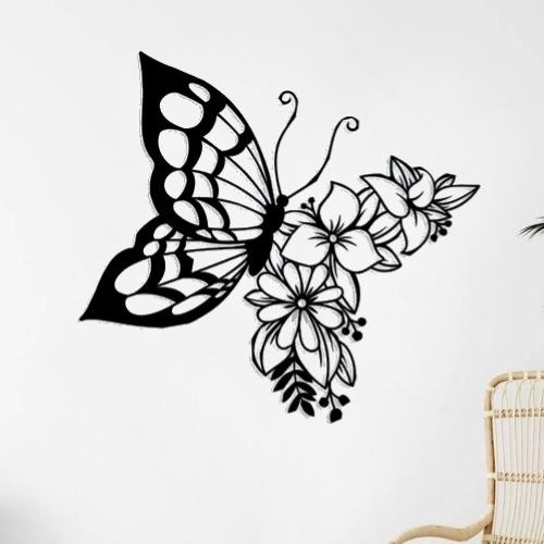 3 Pcs Fer Noir Papillon Décoration Murale pour les Amoureux des Papillons  Montage Mural Rustique 